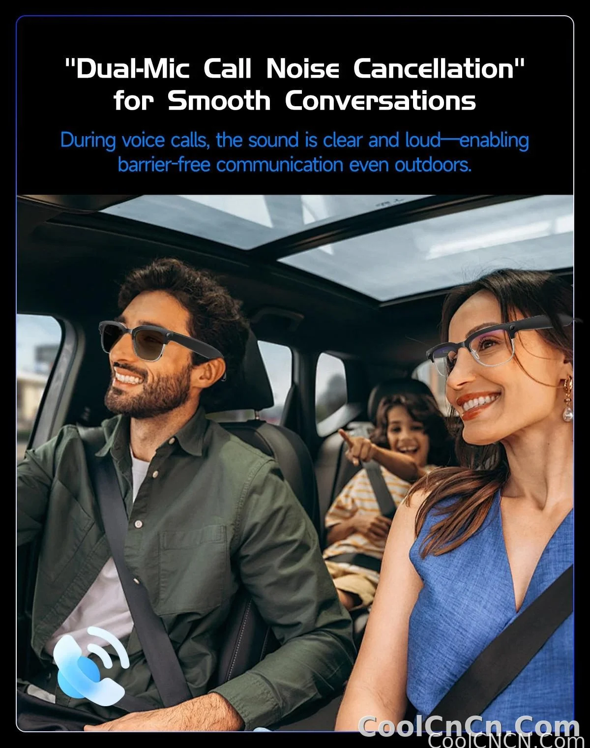 CoolWiz New AI Smart Glasses — 120+ Language Translations, 8MP Camera, 8K Resolution, Video & Music Playback, Business Calls, Color‑Changing Lenses, for Men, suitable for outdoor sports and everyday use - detail