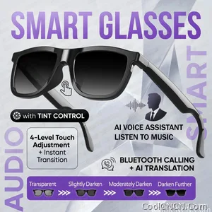 CoolWiz Smart Glasses with Audio, Electrochromic Lenses, Touch Controls, 4 New Speed Levels, 164+ Language Translations, Bluetooth Calling, Blackout Sunglasses, Music, ChatGPT — for outdoor sports and everyday use - view 8