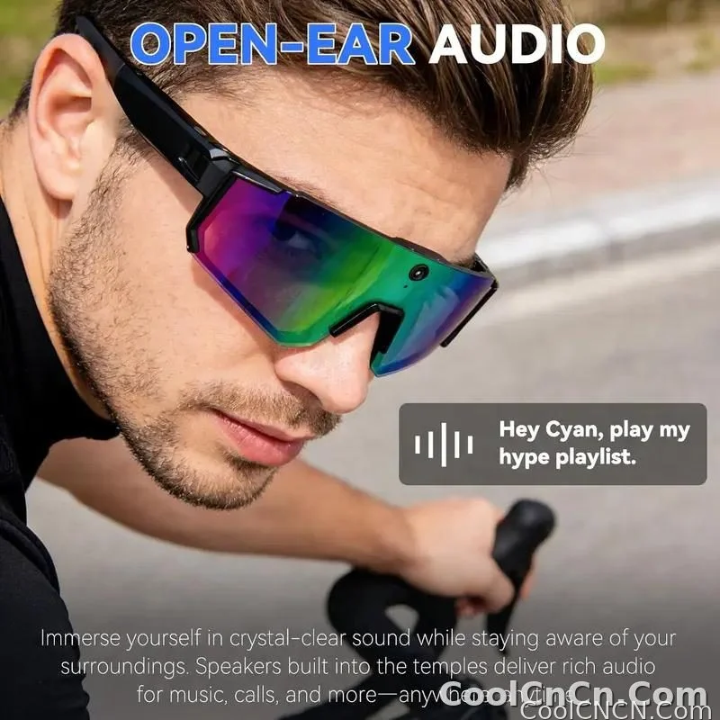 CoolWiz WiFi smart 8MP camera glasses for men, 1080p HD video recording, 32GB storage, polarized sunglasses with AI voice dialogue translation, suitable for sports and outdoor daily use - detail