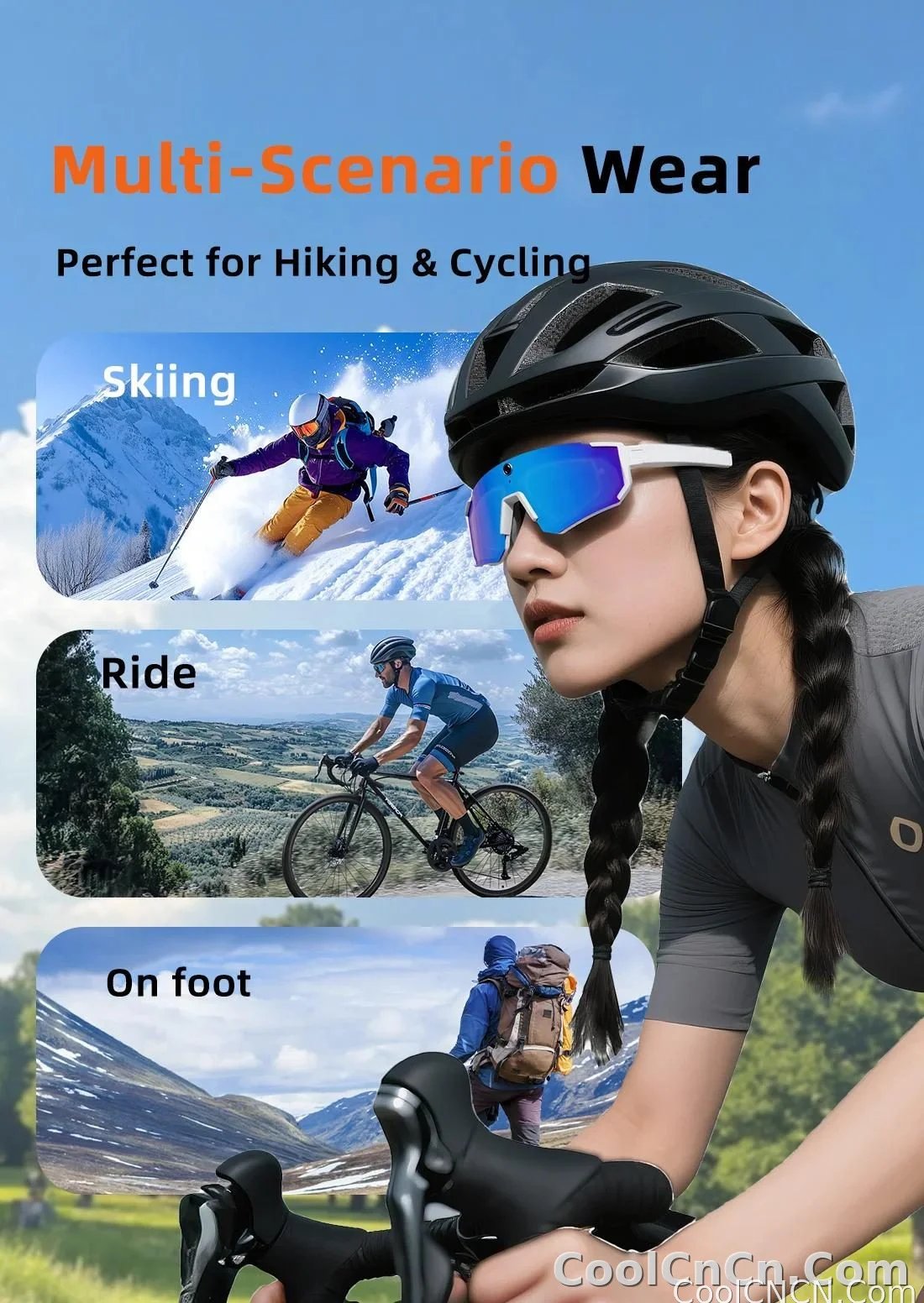 CoolWiz WiFi smart 8MP camera glasses for men, 1080p HD video recording, 32GB storage, polarized sunglasses with AI voice dialogue translation, suitable for sports and outdoor daily use - detail