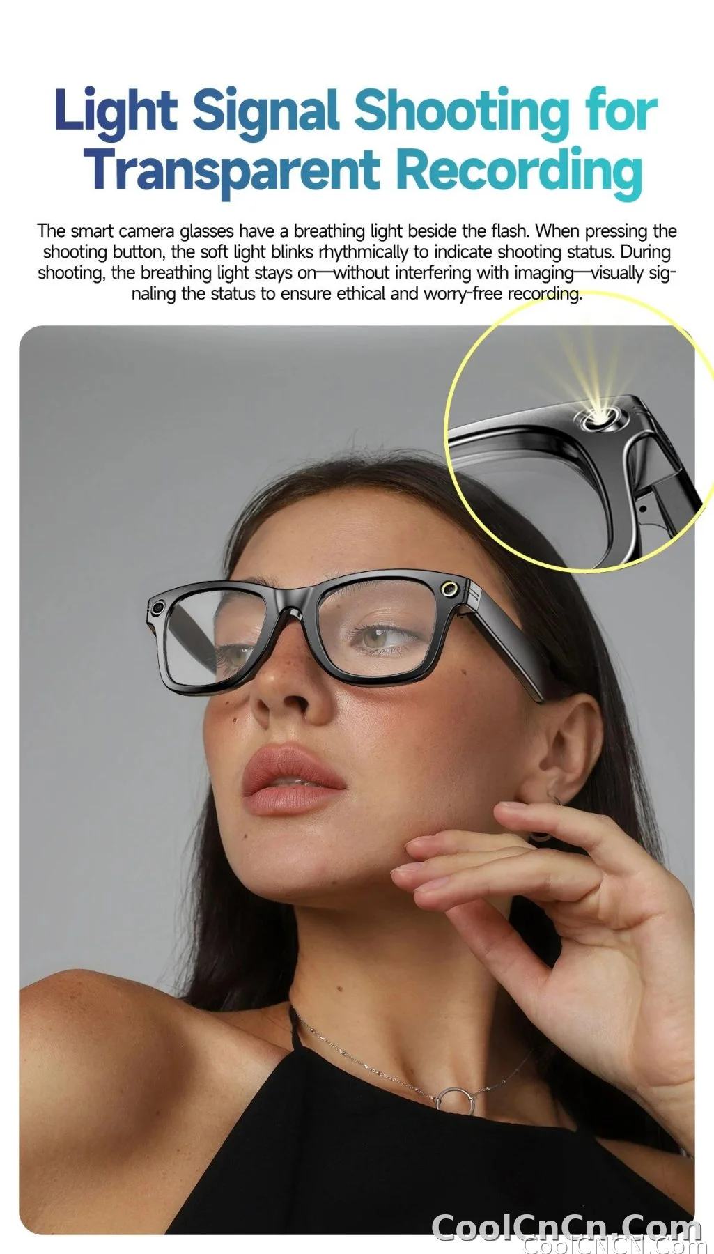 CoolWiz Camera HD Pixel 800W New 32GB Smart Glasses for Women — Photo Capture & Video Recording, AI Translation, Waterproof AI Glasses for Men, suitable for outdoor sports and daily use - detail