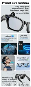 CoolWiz Camera HD Pixel 800W New 32GB Smart Glasses for Women — Photo Capture & Video Recording, AI Translation, Waterproof AI Glasses for Men, suitable for outdoor sports and daily use - view 12