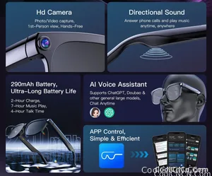 2026 New 800W HD Pixel Smart Glasses Men Anti-shake Camera AI Language Translation Video Recording ChatGPT Music Call Sunglasses - view 9