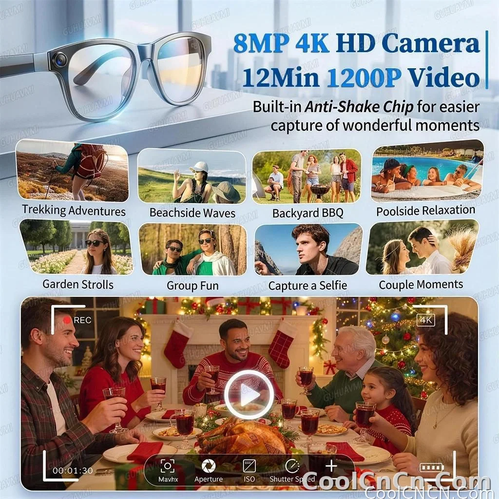 2026New 8MP 4K HD Camera AI Glasses Men 3600mAh Power Bank 32G Memory 160+ Translation Glasses Waterproof Smart Sunglasses Women - detail