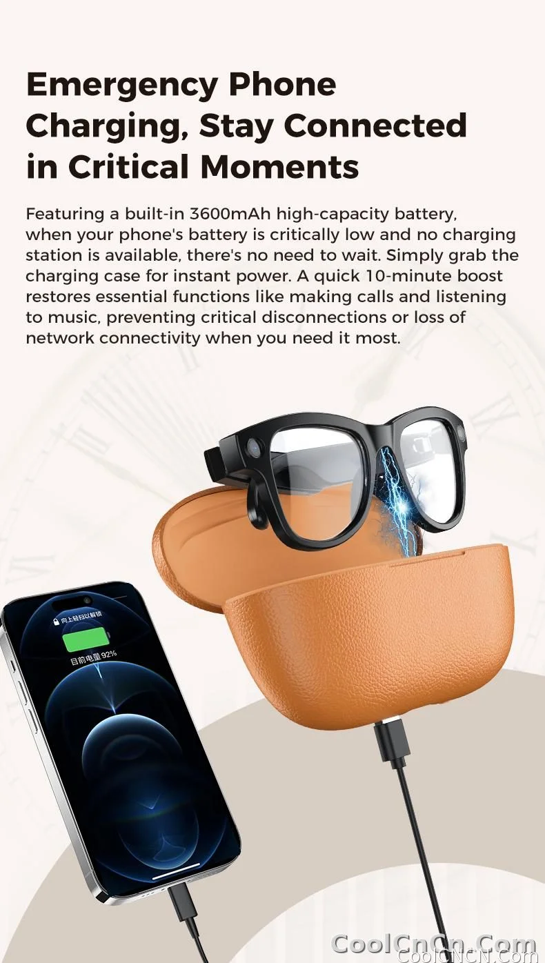 2026New 8MP 4K HD Camera AI Glasses Men 3600mAh Power Bank 32G Memory 160+ Translation Glasses Waterproof Smart Sunglasses Women - detail