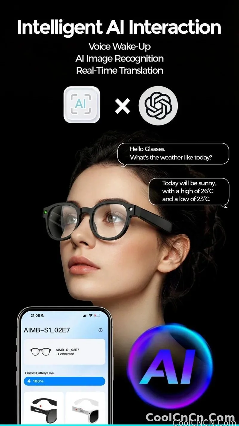New 2026 Intelligent AI glasses shoot glasses take pictures and read pictures and record real-time translation of call music - detail