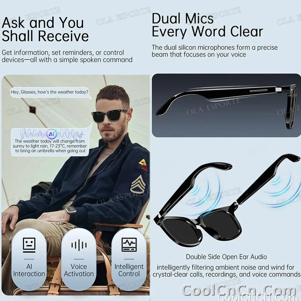 2026 New AI Smart Glasses Sunscreen Sunglasses Bluetooth Calling Music Player Camera Control UV Protection Glasses For Men Women - detail