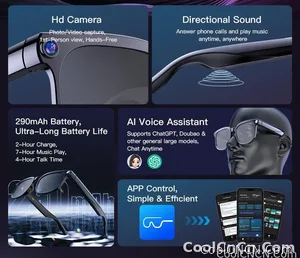 2026 New Smart AI Glasses 1080P HD Video Record Camera ChatGPT Bluetooth Call 32GB ROM Language Translation Music Sunglasses Men - view 9