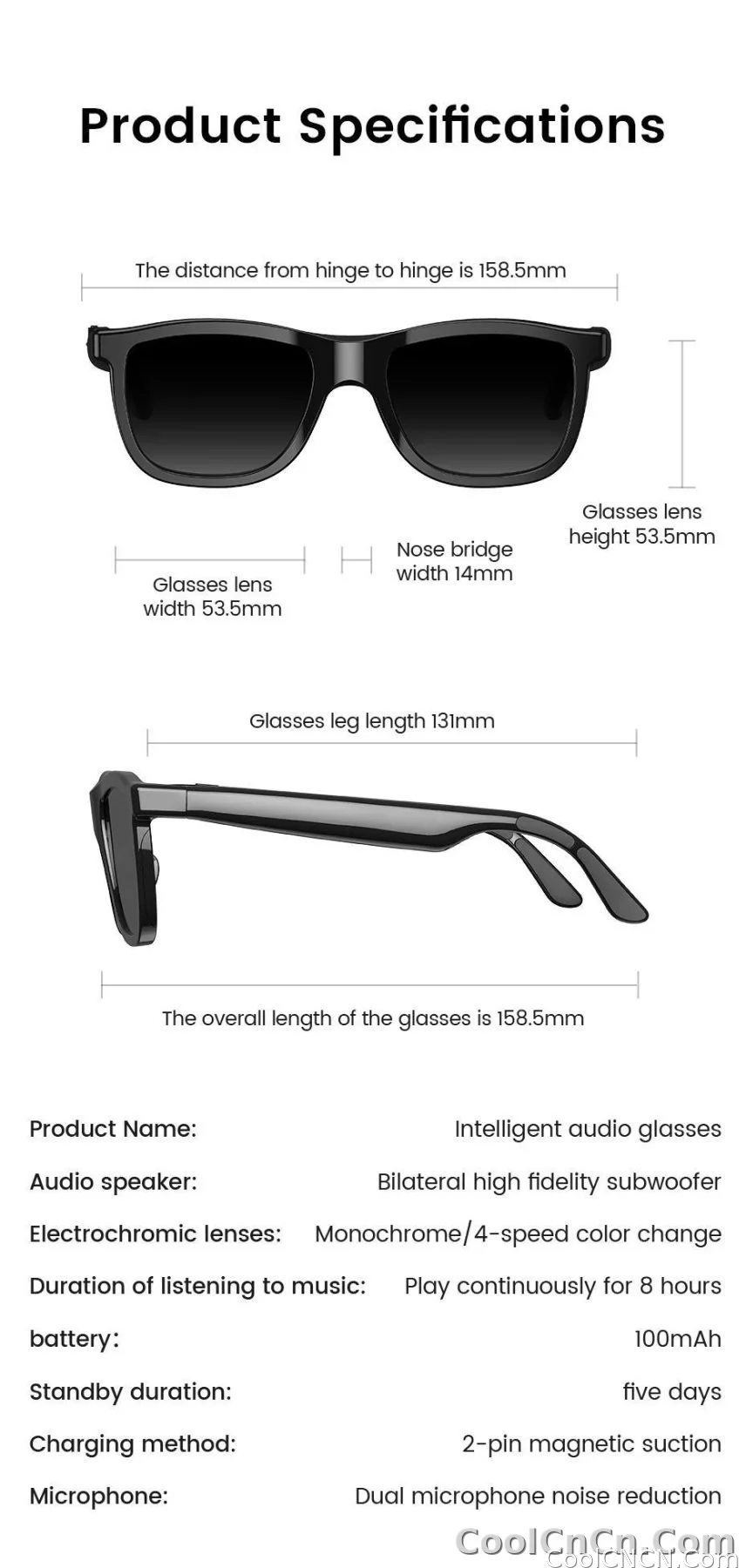 New Smart Audio Sunglasses 2026 Bluetooth Call AI Translation Touch Color Change Sliding Volume Control Dual Mic ENC Waterproof - detail
