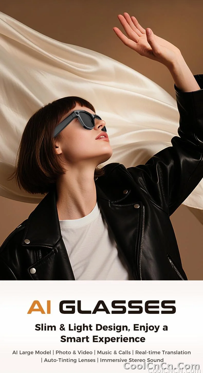 New 2026 AI Smart Glasses 1080P Camera Video Recorder Open Ear Bluetooth Audio Voice Control WiFi Sync Sports Glasses Men Use HD - detail