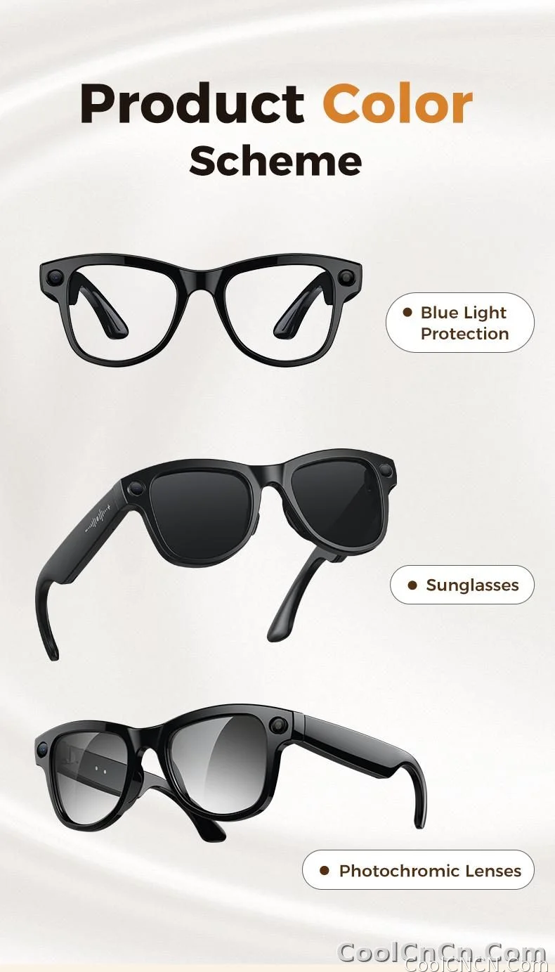 New 2026 AI Smart Glasses 1080P Camera Video Recorder Open Ear Bluetooth Audio Voice Control WiFi Sync Sports Glasses Men Use HD - detail