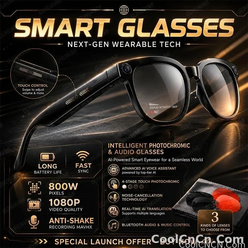 2026New 800W Pixel 4K HD Camera Smart Glasses AI Translation ChatGPT Music Play Voice Dual Microphone BT Call Sunglass Men Woman