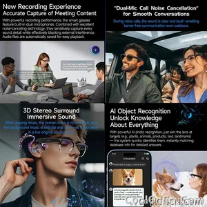 2026New AI Smart Glasses 800W Pixel Camera Various Language Translation Video Music BT Call Business 4K Color Change Glasses Men - view 7