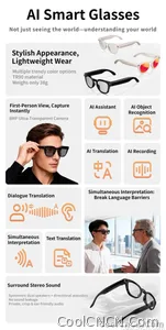 AI Smart Glasses 8MP HD Camera Video Recording AI Translation Voice Assistant TR90 Ultralight Bluetooth Call Music Smart Eyewear - view 9