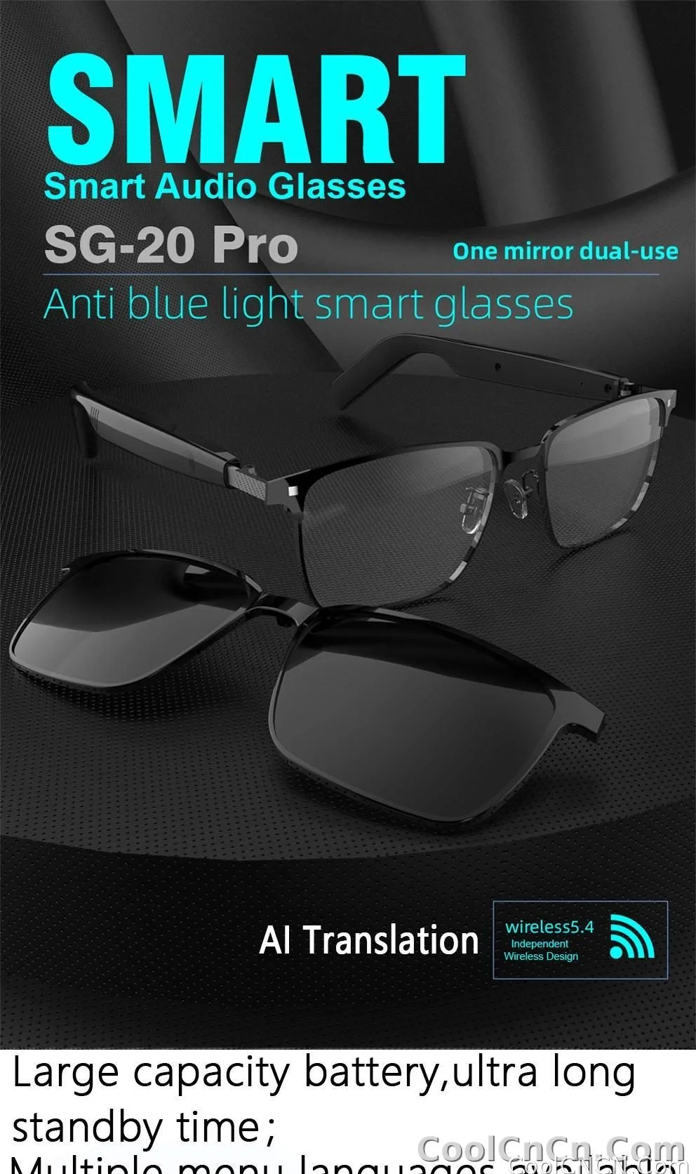 Smart Glasses SG20 Pro AI Intelligent Driver Sunglasses Touch Earphone with 144 Languages Online Translation for Men Women - detail