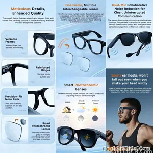 2026 AI Smart Glasses M02 Ultra 1080P HD Camera ChatGPT 3600mAh Charging 800W Camera 32GB Translation Music POV Video Sunglasse - view 7