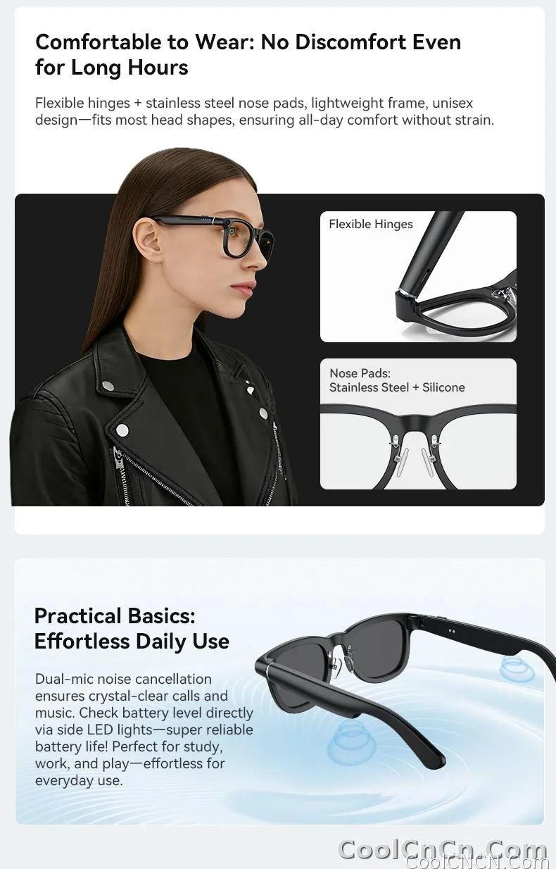 2026 New 6K HD AI Smart Glasses Chat GPT 800MP Camera Bluetooth Call 290mAh Battery 32GB Voice Assistant Control Smart Glasses - detail