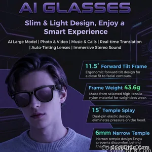 AI Camera Glasses 2026 New 1080P Video Recorder Bluetooth Audio Open Ear Music Voice Control WiFi Sync Smart Eyewear Outdoor Use - view 5