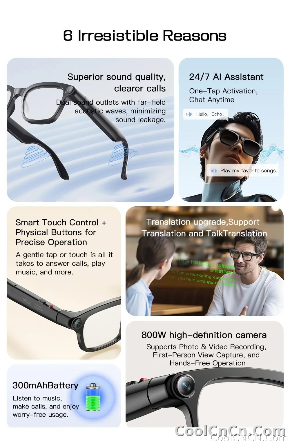 2026 New 800W Pixel Camera 1080P Video Recording Smart Glasses Men AI Voice Assistant Music Player Translation Sports Sunglasses - detail