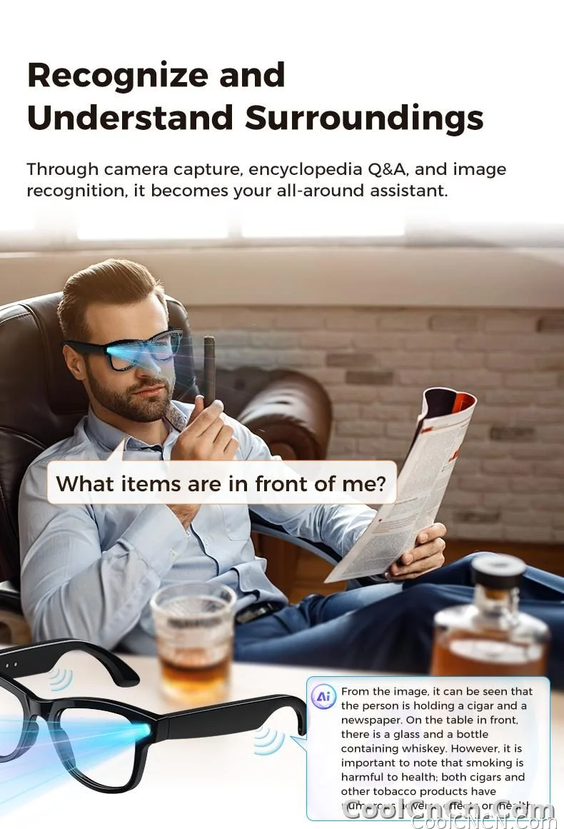 2026 New AI Video Glasses 1080P HD Camera Recorder Bluetooth Audio Voice Control Touch WiFi Sync Smart Glasses for Travel Use HD - detail