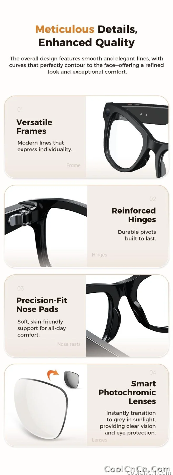 2026 New AI Video Glasses 1080P HD Camera Recorder Bluetooth Audio Voice Control Touch WiFi Sync Smart Glasses for Travel Use HD - detail