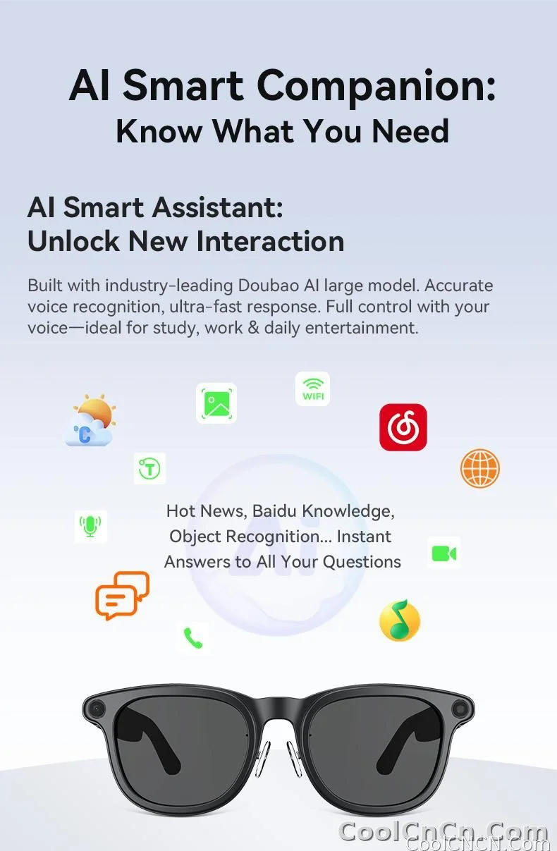 AI Smart Audio image Glasses, 3600mAh Charging Case, Hands-Free Call, Open-Ear Headphones, for Driving, Running, Daily Use - detail