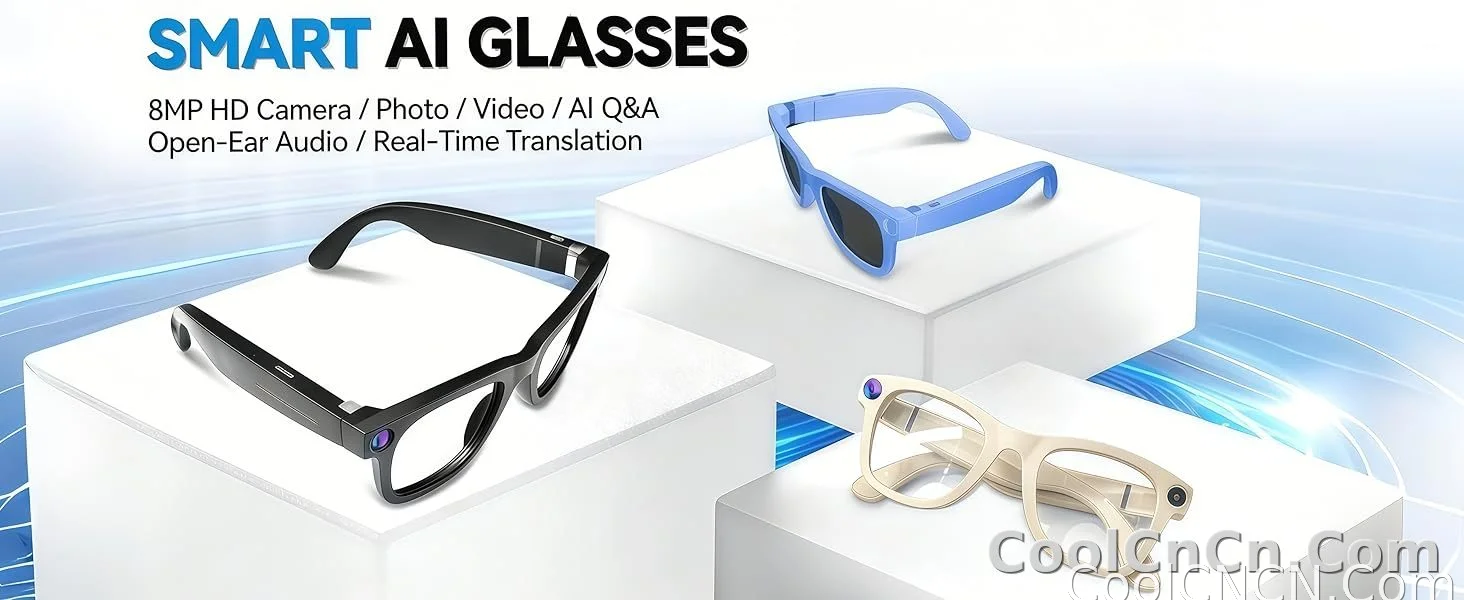AI Smart Glasses 8MP HD Camera Sunglasses Audio AI Voice Assistant Real-Time Translation Vlog Eyeglasses for Daily Work Travel - detail