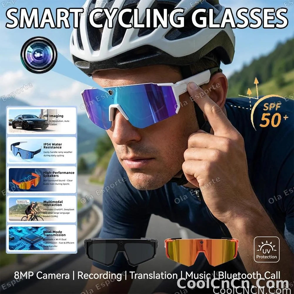 2026 New 4K HD AI Smart Cycling Glasses Men 800MP Camera Goggle BT Call AI Translation Voice Assistant Control Sunglasses Women