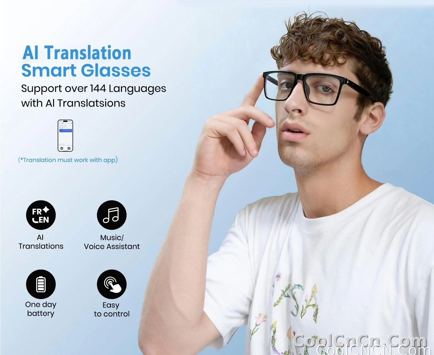 Smart Audio Glasses with Real-Time Translation Hi-Fi Music Playback Noise-Cancelling Voice Calls And Photochromic Lenses - detail