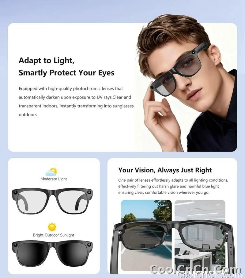6K HD AI Camera Glasses 800MP Photochromic Multifunctional Smart Glasses Bluetooth Calling Photo Chat Music Translation 2026 - detail