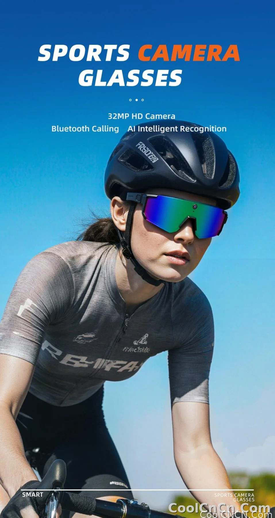 New AI Sports Smart Glasses 8MP Camera 2026 Outdoor Cycling Headphones Touch Control Windproof Bluetooth Translation Sunglasses - detail