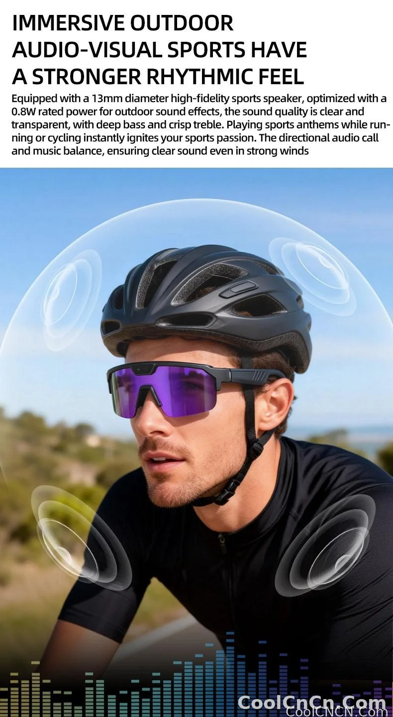 2026 Smart Cycling Glasses Sun Protection Listening to Music Taking Photo and Video AI Translation Voice Assistant Smart Glasses - detail