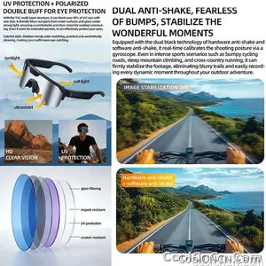 2026 Smart Cycling Glasses Sun Protection Listening to Music Taking Photo and Video AI Translation Voice Assistant Smart Glasses - view 5